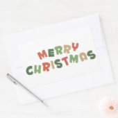 文字カラフルのメリークリスマスの手紙 長方形シール (封筒)
