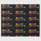 文字カラフルは非常に感謝ブラック ラッピングペーパー (フラット)