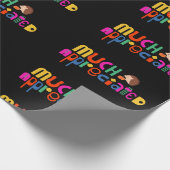 文字カラフルは非常に感謝ブラック ラッピングペーパー (角)