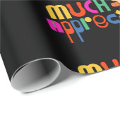 文字カラフルは非常に感謝ブラック ラッピングペーパー (ロールコーナー)