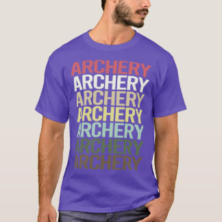 文字カラフルアーチェリー射手矢の矢の弓 Tシャツ
