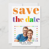 文字カラフルドットとオストライプレンジゲイ写真 セーブザデート (正面)