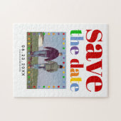 文字カラフルドットred日付を保存するゲイ写真 ジグソーパズル (横)