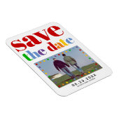 文字カラフルドットred日付を保存するゲイ写真 マグネット (右側)