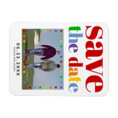 文字カラフルドットred日付を保存するゲイ写真 マグネット (横)