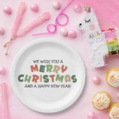文字カラフルメリークリスマスハッピー新年 ペーパープレート (パーティー)