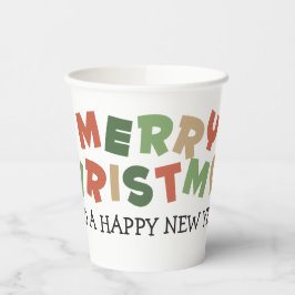 文字カラフルメリークリスマスハッピー新年 紙コップ