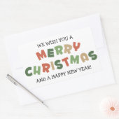 文字カラフルメリークリスマスハッピー新年 長方形シール (封筒)