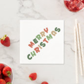 文字カラフルメリークリスマス文字長方形 スタンダードカクテルナプキン (インサイチュ)