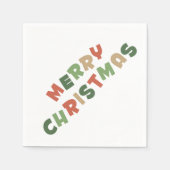 文字カラフルメリークリスマス文字長方形 スタンダードカクテルナプキン (正面)