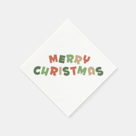 文字カラフルメリークリスマス文字長方形 スタンダードカクテルナプキン