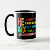 文字カラフル彼はパパであり、父の日の贈り物 マグカップ (左)