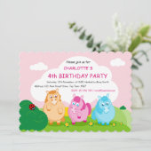 文字カラフル漫画のおもしろいかわいい小さなポニーを追加: 招待状 (スタンド正面)