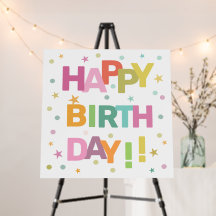 文字カラフル紙吹雪と星ハッピーバースデー