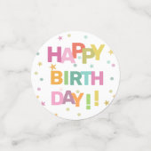 文字カラフル紙吹雪と星ハッピーバースデー コンフェッティ (スモール正面)