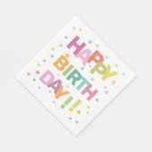 文字カラフル紙吹雪と星ハッピーバースデー スタンダードランチョンナプキン (角)
