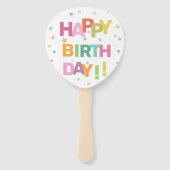 文字カラフル紙吹雪と星ハッピーバースデー ハンドファン (裏面)