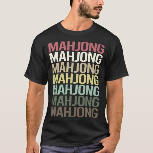 文字カラフル麻雀マジョンマジョンマジョング Tシャツ (正面)
