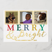 文字カラフル3フォトシック明るいメリー金ゴールド 箔シーズンカード (正面)