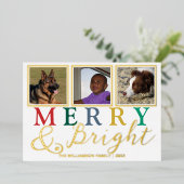 文字カラフル3フォトシック明るいメリー金ゴールド 箔シーズンカード (立ち正面)