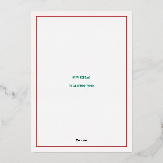 文字カラフル3写真シックなメリークリスマス金ゴールド 箔シーズンカード (裏面)