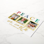 文字カラフル3写真シック平和オンアース金ゴールド 箔シーズンカード (回転した状態)