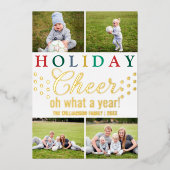 文字カラフル4フォトシック休日応援金ゴールド 箔シーズンカード (正面)