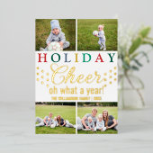 文字カラフル4フォトシック休日応援金ゴールド 箔シーズンカード (立ち正面)