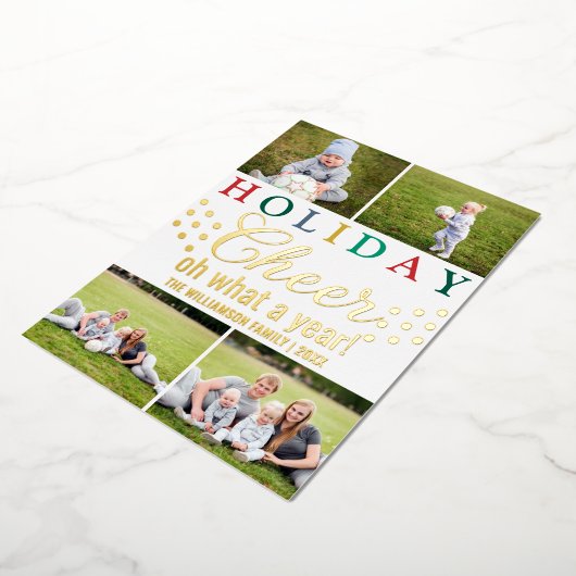 文字カラフル4フォトシック休日応援金ゴールド 箔シーズンカード (回転した状態)