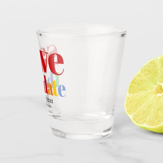 文字カラフル、ドットと赤いストライプゲイ写真 ショットグラス (右)