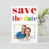 文字カラフル、ドットと赤いストライプゲイ写真 セーブザデート (スタンド正面)