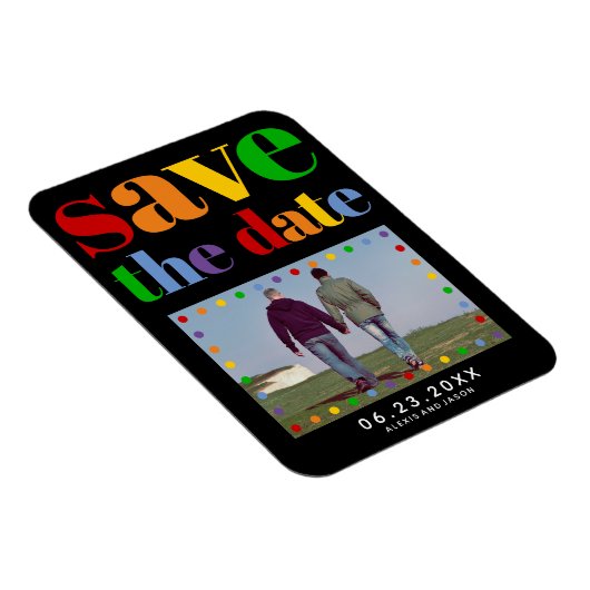 文字カラフル、ドット日付を保存するゲイ写真 マグネット (右側)