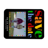 文字カラフル、ドット日付を保存するゲイ写真 マグネット (横)