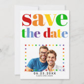 文字カラフル、ドット、およびストライプゲイ写真 セーブザデート (正面)