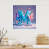 文字カラフルM （蝶あり） ポスター (キッチン)