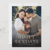 文字クラシックハッピーホリデーズフローラバック |写真 シーズンカード (正面)