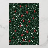 文字クラシックハッピーホリデーズフローラバック |写真 箔シーズンカード (裏面)