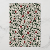 文字クラシックハッピーホリデーズフローラバック |写真 箔シーズンカード (裏面)