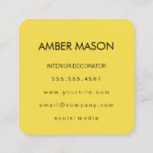 文字クラシックミニマシンプルリストイエロー スクエア名刺 (裏面)