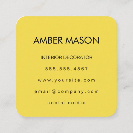 文字クラシックミニマシンプルリストイエロー スクエア名刺 (裏面)
