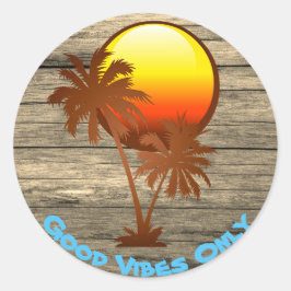 文字グッドカスタムビーブオンサンセットピアビーチ ラウンドシール
