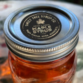 文字グランジ金ゴールドリーフメープルシロップ黒ラベル ラウンドシール