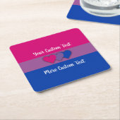 文字コースター付きバイセクシュアリティプライドフラグ スクエアペーパーコースター (アングル)