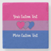 文字コースター付きバイセクシュアリティプライドフラグ ストーンコースター (正面)