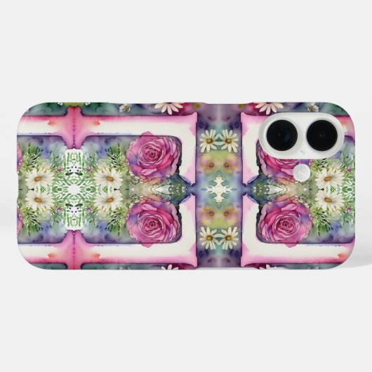 文字サイケデリックLパターンフローラ水色 Case-Mate iPhoneケース (裏面 (横))