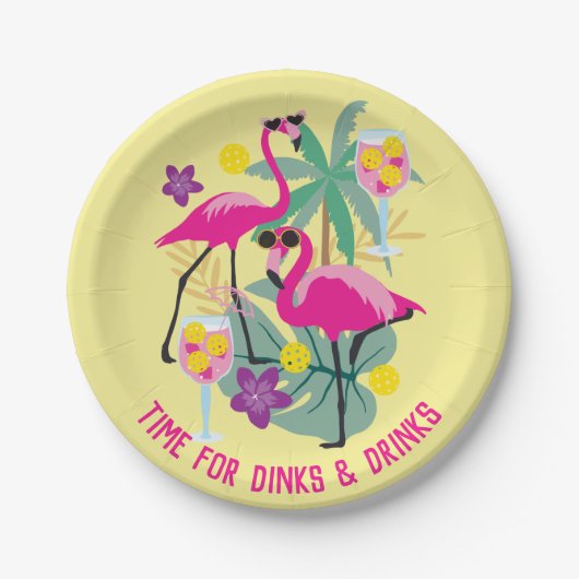 文字サマーピックボール付き🤩トロピカルパーティー ペーパープレート (正面)