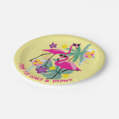 文字サマーピックボール付き🤩トロピカルパーティー ペーパープレート (アングル)