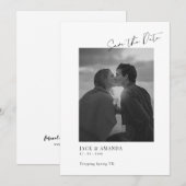 文字シンプルと写真ウェディング日付を保存 セーブザデート (正面/裏面)