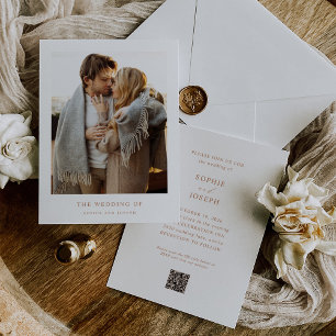 文字シンプルと写真 QRコード結婚s 招待状