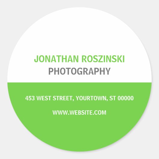 文字シンプルグリーンステッカー ラウンドシール (正面)